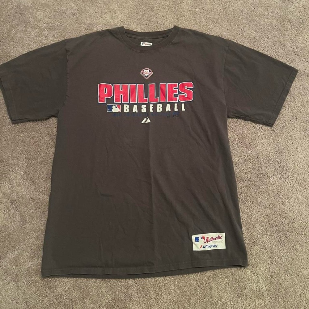 Majestic Phillies Grey Baseball Tee